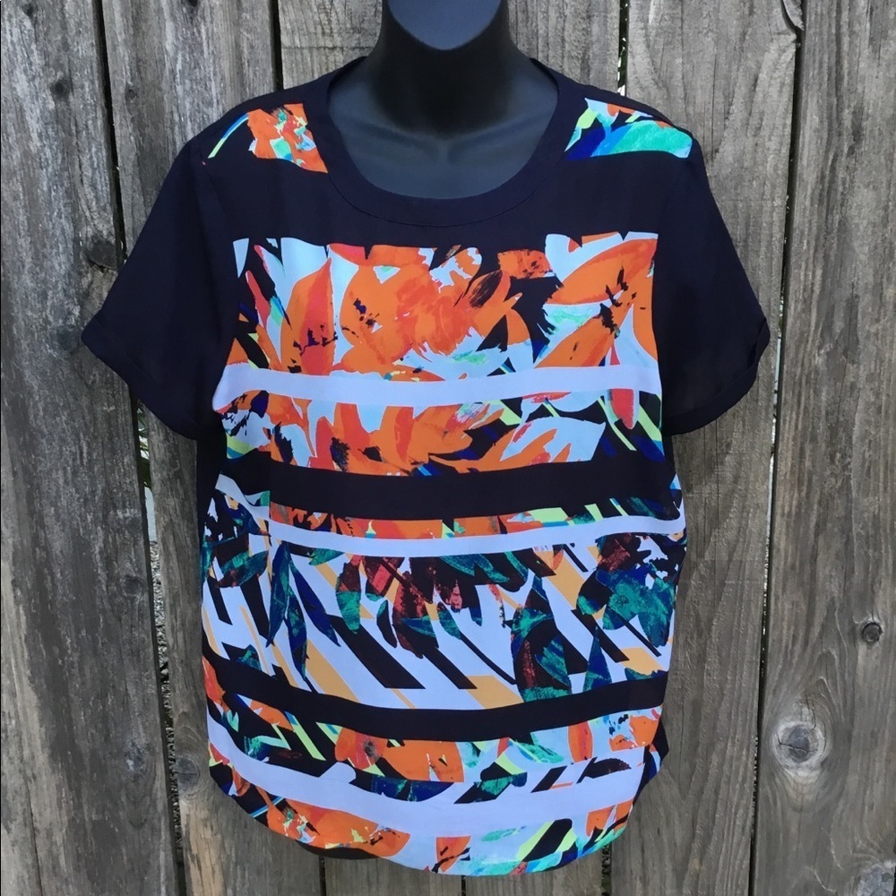 Liz Claiborne navy graphic blouse